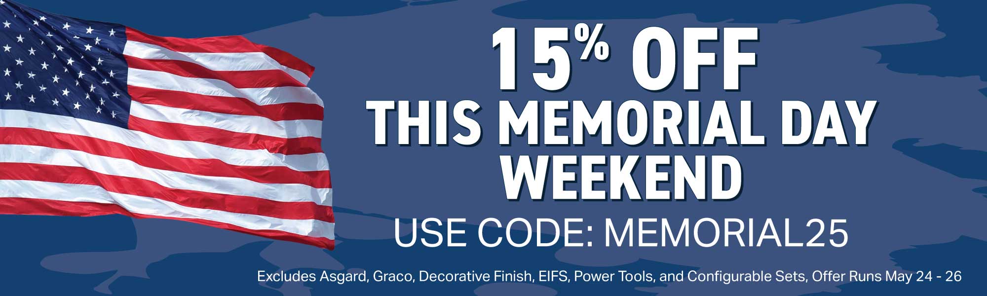 15% off this memorial day weekend